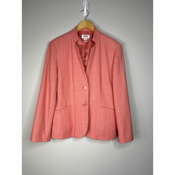Talbots Blazer Jacket Women 12 Tweed Orange Lined Career Classic Preppy 2 Button - Picture 1 of 9